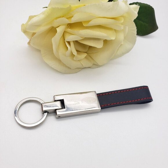 Jaguar Land Rover Chrome and Black Leather Strap Key Chain Fob Luxury Car - Picture 7 of 8